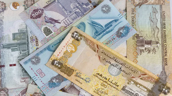 Банкноти Emirati Dirham Різних Номіналів — стокове фото