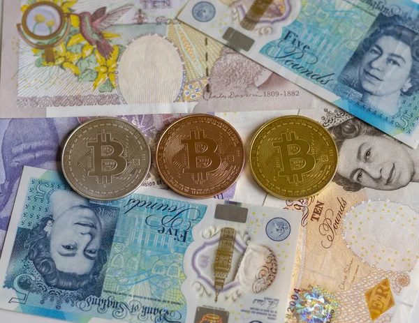 Compra Bitcoins Venda Libras Britânicas — Fotografia de Stock