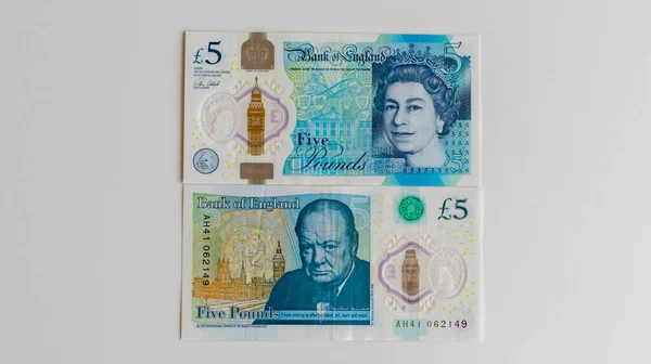 Bank England Fiver Note Both Front Backside — Stock Photo, Image
