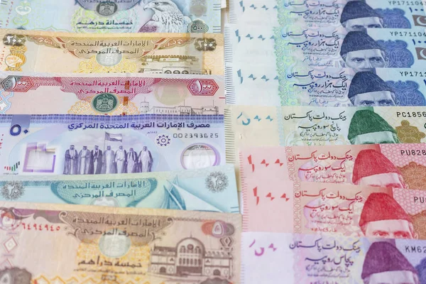 Pakistan Banknotes Uae Banknotes Concept — 스톡 사진