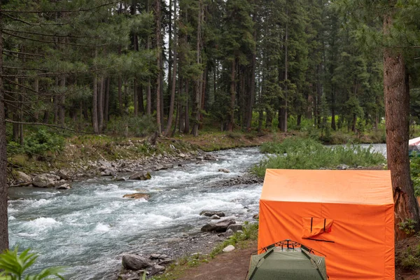 Camping River Side Kumrat Valley — Stock Photo, Image