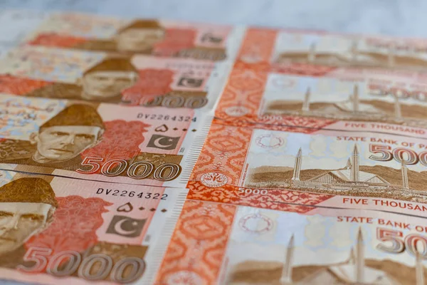 Closeup Five Thousand Rupees Banknotes Selective Focus Technique — Foto de Stock