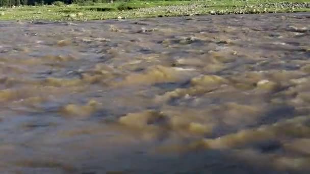 Flood River Moving Soil Mud Strong Rain Valley — Vídeos de Stock