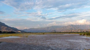 High level flood in the Swat River washed away agriculture fields