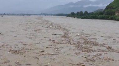 Heavy monsoon rain cause high flood in river swat