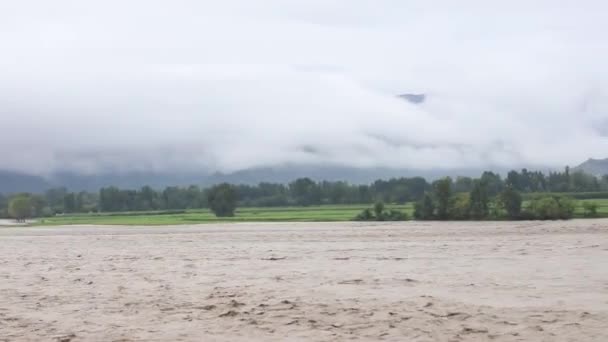 Monsoon Rain Cause Heavy Floods River Swat Swat Valley — Video Stock