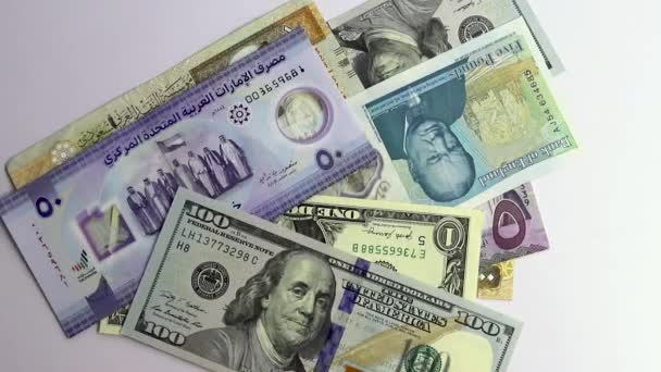 Acelerar Caída Billetes Monedas Mixtas Conceptos Lluvia Dinero Acelerar 300 — Vídeos de Stock