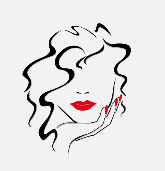 Hermoso Perfil Una Cabeza Femenina Con Peinado Sobre Fondo Blanco — Vector de stock