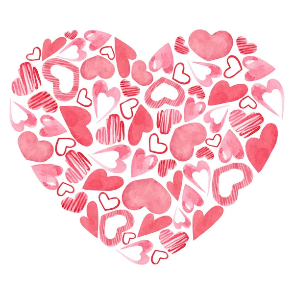 Różowe serce z małych serc. Walentynki kartka — Wektor stockowy