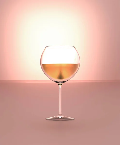 Illustration Grand Verre Vin Blanc Centre Image Sur Fond Rosé — Photo