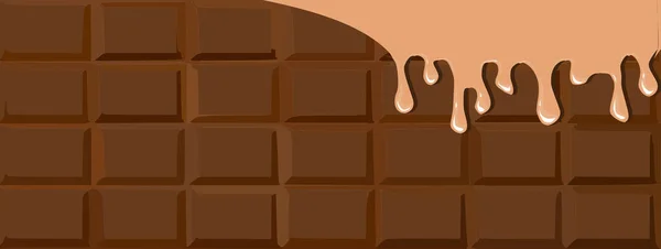 Semi Tmavé Čokoládové Tyčinky Vzor Pozadí Tavením Světle Čokoládový Krém — Stockový vektor