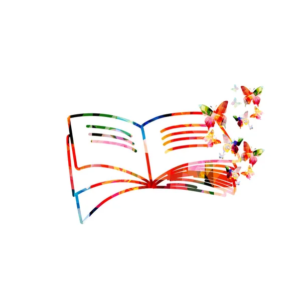 Leitura Conhecimento Conceito Educação Livro Aberto Inspirador Colorido Isolado Design —  Vetores de Stock
