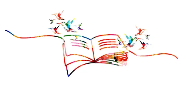 Lettura Conoscenza Concetto Istruzione Colorato Inspirational Libro Aperto Isolato Progettazione — Vettoriale Stock