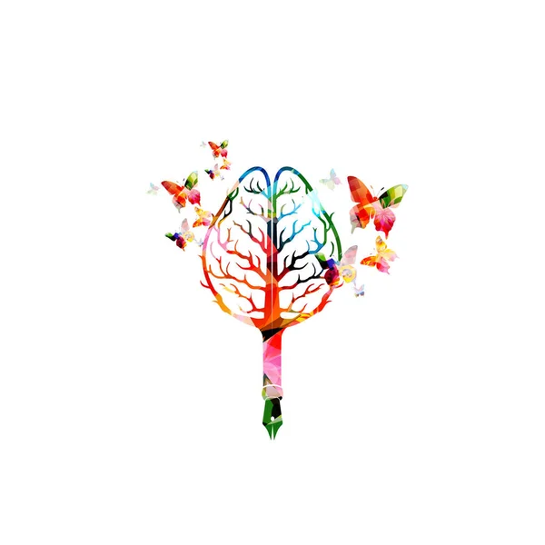 Crayon Coloré Avec Symbole Cerveau Pour Écriture Créative Idée Inspiration — Image vectorielle
