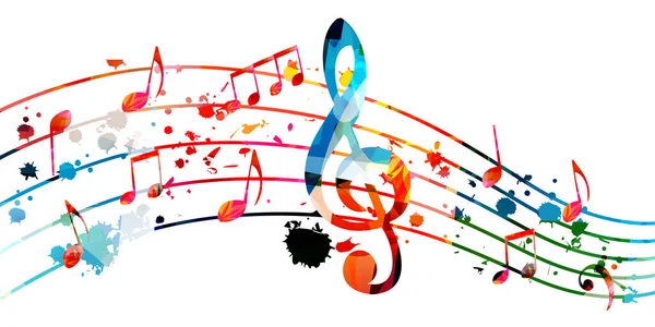 Cartaz Promocional Musical Colorido Com Notas Musicais Ilustração Vetorial Isolado —  Vetores de Stock
