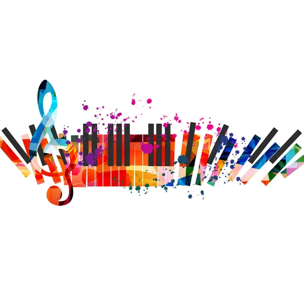 Clavier Piano Coloré Avec Notes Musique Design Illustration Vectorielle Isolée — Image vectorielle