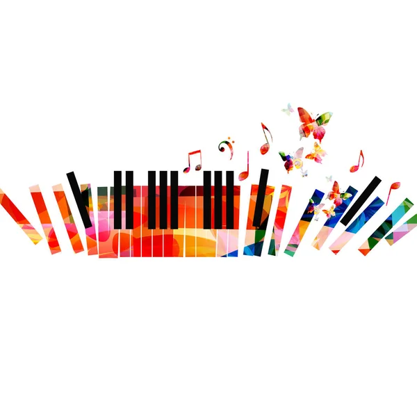 Teclado Piano Colorido Con Notas Musicales Diseño Ilustración Vectorial Aislado — Archivo Imágenes Vectoriales