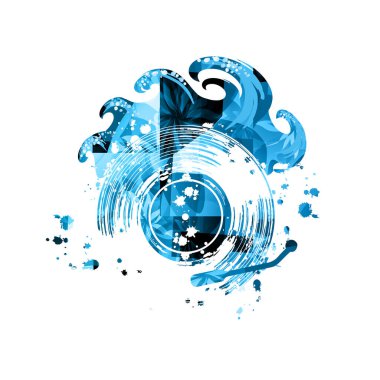 Vinyl record disc with waves vector illustration. Listening music, relaxing, inspirational music. Concert events, music festivals and shows, party flyer design