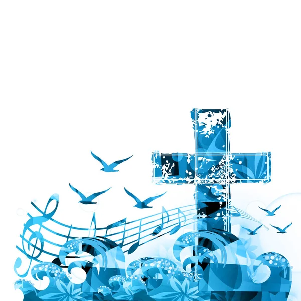 Αφηρημένη Μουσική Αφίσα Μουσικές Νότες Και Όργανα Απομονωμένα Λευκό Φόντο — Διανυσματικό Αρχείο