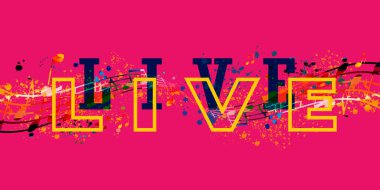 Müzik enstrümanlı müzikal poster tasarımı, canlı konser etkinlikleri, caz müzik festivalleri ve gösterileri, parti broşürleri. Müzikal tanıtım kapağı, renkli vektör çizimi, müzikal broşür, kart.