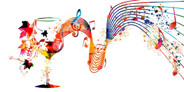 Kleurrijk Wijnglas Met Wijnvector Illustratie Feestflyer Wijnproeverij Wijnfeest Feesten Restaurantposter — Stockvector