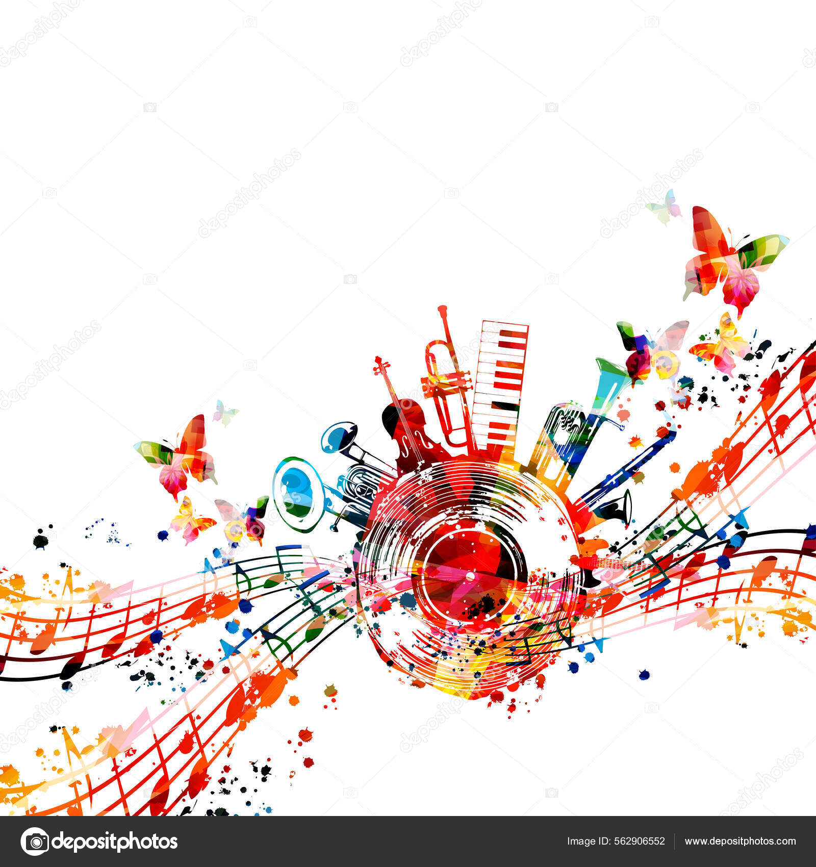 Vector Illustration Of Musical Notes On White Background Stock