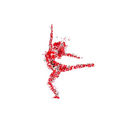 Woman dancing made of musical notes. Red musical notes dancer performer vector illustration design