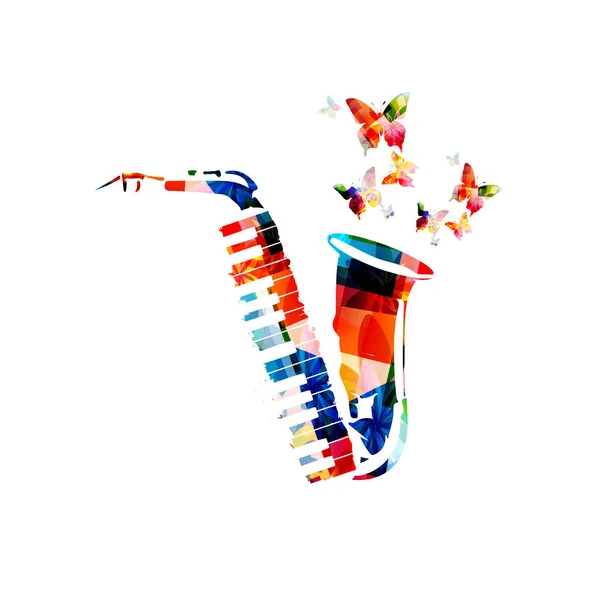 Kleurrijke Banner Met Saxofoon Voor Muzikale Poster Vector Illustratie — Stockvector
