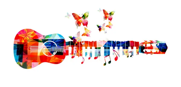 Banner Colorido Con Guitarra Para Cartel Musical Ilustración Vectorial — Vector de stock