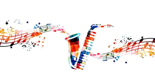 Buntes Banner Mit Saxophon Für Musikplakat Vektorillustration — Stockvektor