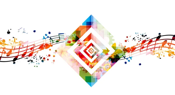 Kształty Geometryczne Kolorowy Plakat Nutami Muzycznymi Tło Dla Imprez Koncertowych — Wektor stockowy