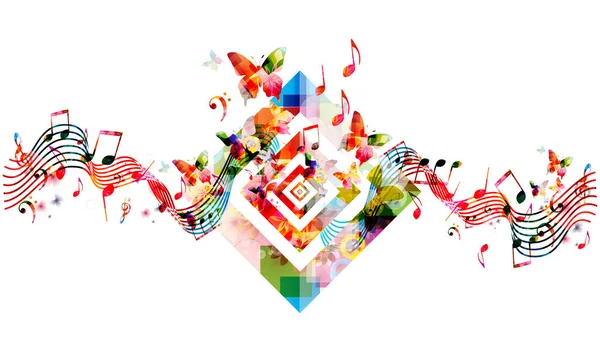 Geometric Shapes Colorful Poster Musical Notes Background Concert Events Music — Stock Vector