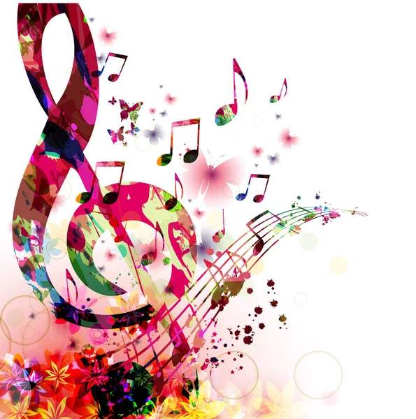 Affiche Promotionnelle Musicale Colorée Avec Notes Musicales Personnel Illustration Vectorielle — Image vectorielle