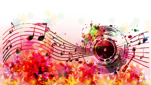 Renkli Plak CD 'si, müzik notaları, konser etkinlikleri, müzik festivalleri ve gösteriler için kelebekler, parti ilanları, davetiyeler. Kulüp parti vektör illüstrasyonu için müzikal poster