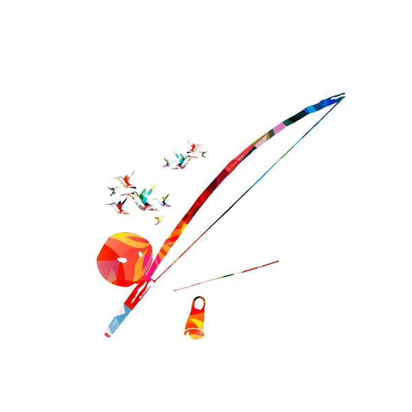 Berimbau Brazilian Capoeira Musical Instrument Colorful Butterflies Vector Illustration — ストックベクタ