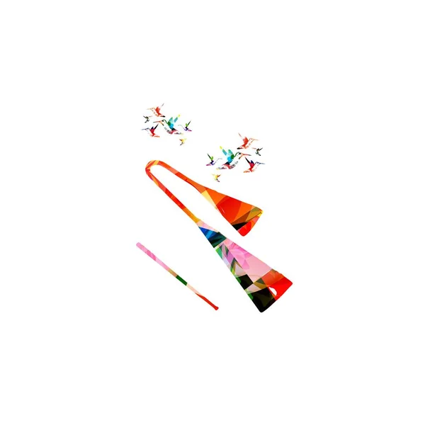 Agogo Bells Brazilian Capoeira Musical Instrument Colorful Hummingbirds Vector Illustration — Stock vektor