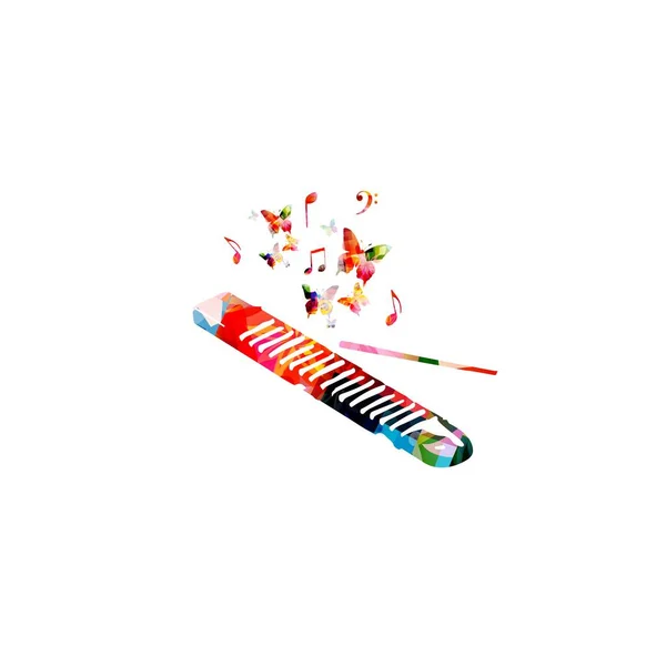 Reco Reco Brazilian Capoeira Musical Instrument Colorful Butterflies Vector Illustration — Vettoriale Stock