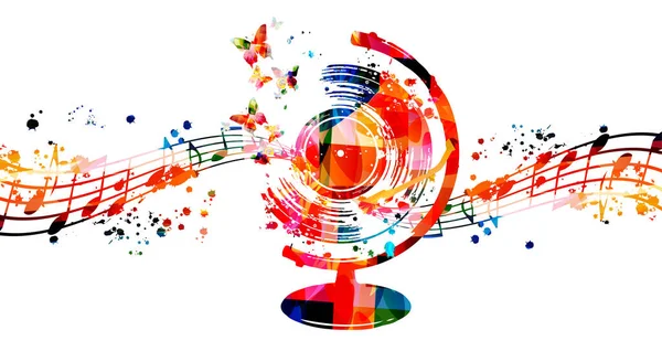 Music Promotional Poster Musical Instruments Notes Butterflies Isolated Vector Illustration — 图库矢量图片