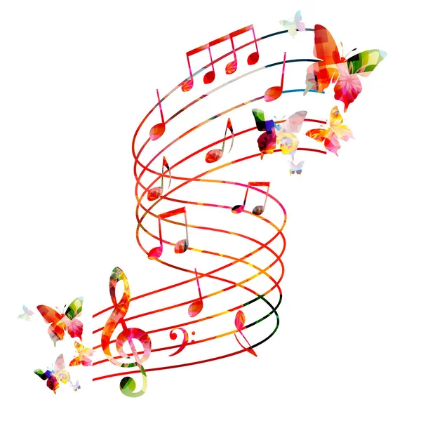 Красочный Абстрактный Музыкальный Фон Нотами Скрипичным Ключом — стоковый вектор