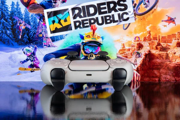 Boy Playing Riders Republic Sur Playstation Octobre 2021 Sao Paulo — Photo