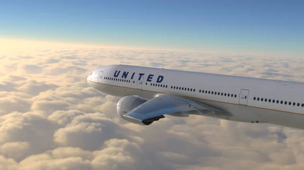 Boeing 777 United Flight Simulator 2020 Game 2021年11月3日 巴西圣保罗 — 图库照片
