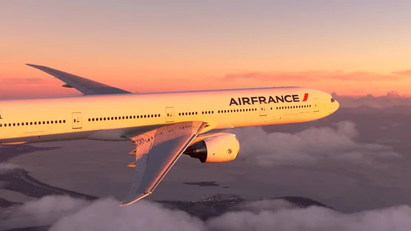 Boeing 777 Air France Auf Flugsimulator 2020 Spiel Nov 2021 — Stockfoto