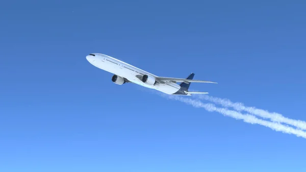 Avión Comercial Volando Sobre Nubes Imagen Concepto Transporte Viajes Rápidos — Foto de Stock