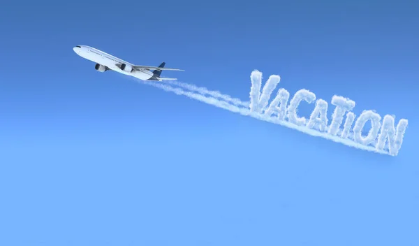 Commercieel Vliegtuig Vliegen Met Vakantie Rook Schrijven Illustratie — Stockfoto