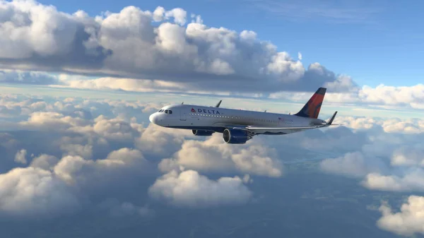 Delta Airlines Airbus A320 Flying Illustration Ιαν 2022 Σάο Πάολο — Φωτογραφία Αρχείου