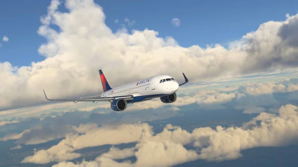 Delta Airlines A320 Flying Illustration Jan 2022 Sao Paulo Brazil — 스톡 사진