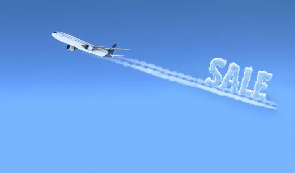Commercial Plane Flying Sale Smoke Writing Illustration — Stock Fotó