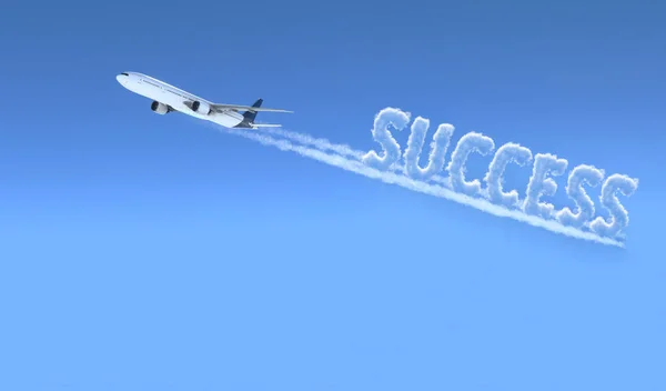 Commercial Plane Flying Success Smoke Writing Illustration — Stockfoto