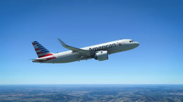 Airbus A320 American Airlines Voando Após Decolagem Jan 2022 São — Fotografia de Stock