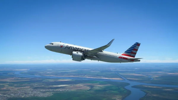 Airbus A320 American Airlines Flying Takeoff Jan 2022 Sao Paulo — Stockfoto